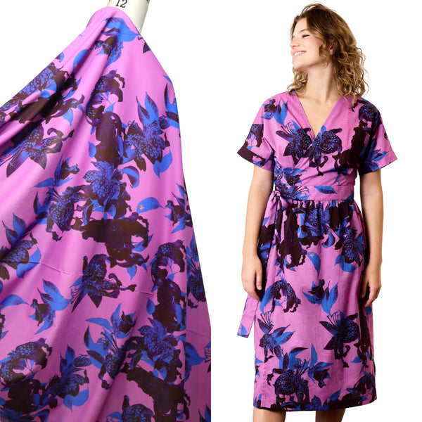 Atelier Jupe - 100% Cotton - Purple and Blue Floral Print